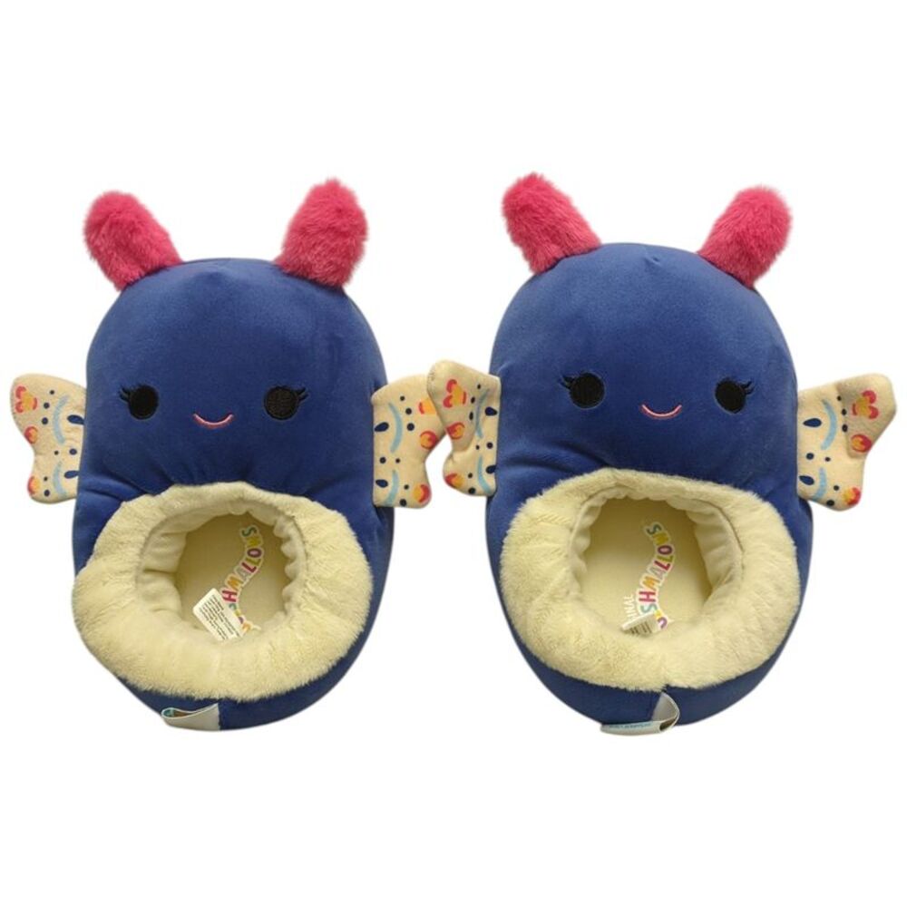 Squishmallows Unisex Youth Slip On Soft Plush Velour Slippers - Moth